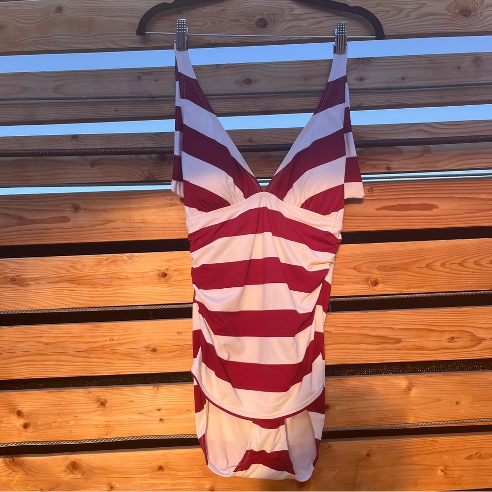 Tommy Bahama Red and White Striped One Piece Swimsuit